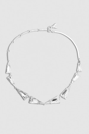 Patrizia Pepe Brass And Glass Necklace Prateadas | 6052-WKNHZ