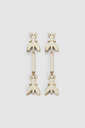 Patrizia Pepe Brass Drop Earrings Douradas | 7186-HYEXO