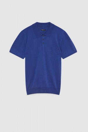 Patrizia Pepe Cotton Blend Polo Shirt Luz Azuis | 3152-QCRXZ