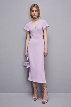 Patrizia Pepe Cut-out Midi Dress In Sablè Crepe Roxo | 6805-PUOTL