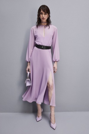 Patrizia Pepe Double-breasted-effect Dress With Soft Sleeves Roxo | 8913-VHDOB