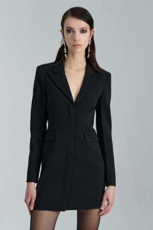 Patrizia Pepe Essential Crepe Dress Jacket Pretas | 2879-MTCKO