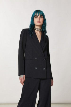 Patrizia Pepe Essential Double-breasted Jacket Pretas | 2468-MQKFB