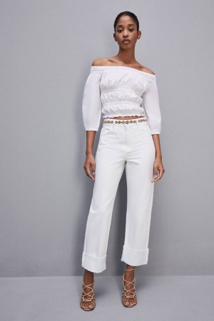 Patrizia Pepe Essential White Bull Denim Pants Branco | 2351-XOVPC