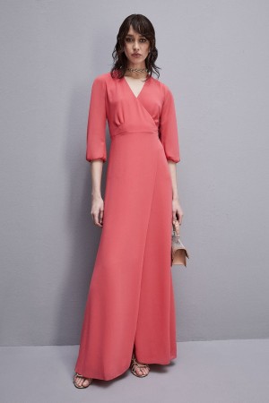 Patrizia Pepe Extra Long Wrap Dress In Georgette Rosa | 7015-YCVRD