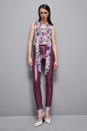 Patrizia Pepe Faux Leather Leggings Roxo | 0341-GWYIN