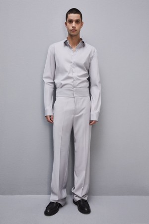 Patrizia Pepe Fitted Shirt Without Pleats In Viscose Twill Cinzentas | 7685-WPCRV