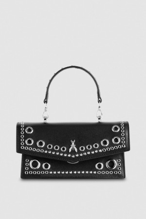 Patrizia Pepe Fly Bamby Eyelet Bag Pretas | 7369-OKWIP