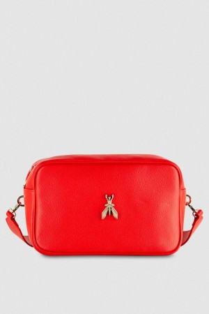 Patrizia Pepe Fly Camera Leather Bag With Chain Vermelhas | 9685-YAEID