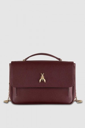 Patrizia Pepe Fly Leather Shoulder Bag With Chain Roxo | 6243-CBDMJ