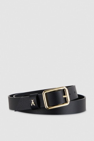 Patrizia Pepe Hammered Leather Low-waist Belt Pretas | 0158-MADES