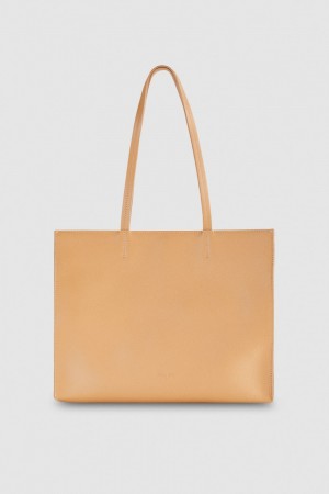 Patrizia Pepe Hammered Leather Shopping Bag Bege | 5806-ZDFKA