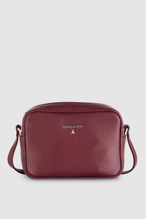 Patrizia Pepe Leather Camera Bag With Inside Pocket Roxo | 5617-RJNUQ