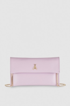 Patrizia Pepe Leather Clutch Bag With Chain Shoulder Strap Roxo | 4186-JUOWY