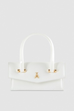 Patrizia Pepe Leather Shoulder Bag With Snap Closure Branco | 3168-SVTGA