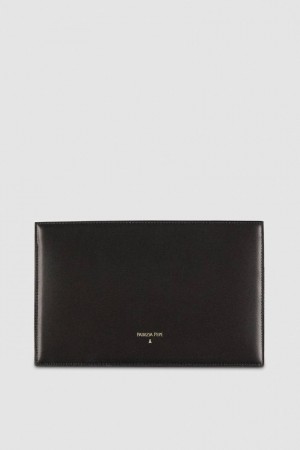 Patrizia Pepe Leather Shoulder Pocket Bag With Zipper Pretas | 0947-KPAHG