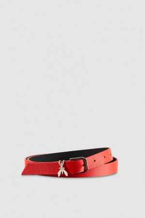 Patrizia Pepe Low-waist Hammered Leather Belt Vermelhas | 7261-KLDUZ