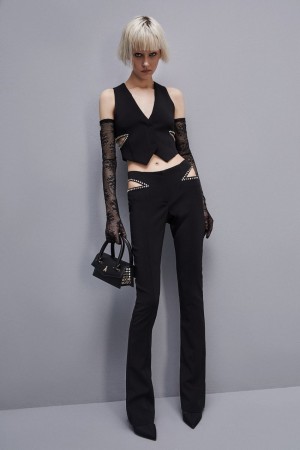 Patrizia Pepe Low-waisted Crepe Pants Pretas | 2638-KDHGT