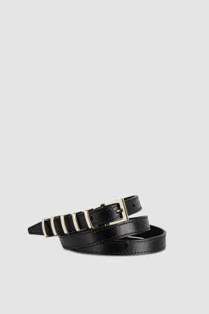 Patrizia Pepe Low-waisted Leather Belt Pretas | 4178-GKSZD