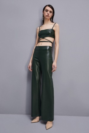 Patrizia Pepe Low-waisted Palazzo Fit Pants Verdes | 8627-QBMJV