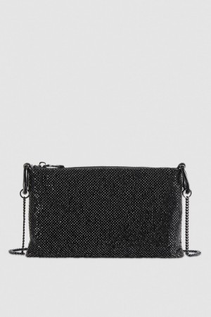 Patrizia Pepe Maxichain Rhinestone Clutch Bag Pretas | 9102-ZQDVY