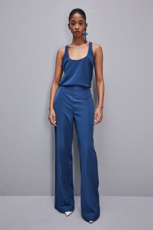 Patrizia Pepe Palazzo Pants In Technical Fabric Luz Azuis | 8749-ZUNAW