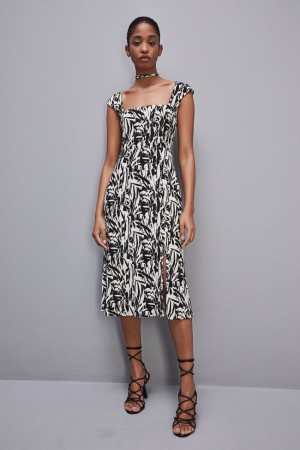 Patrizia Pepe Patterned Jersey Midi Dress Branco | 9730-EVHKW