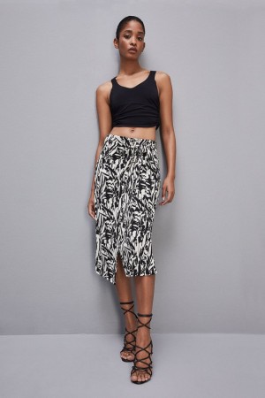 Patrizia Pepe Patterned Jersey Midi Skirt Branco | 2903-IDWTN