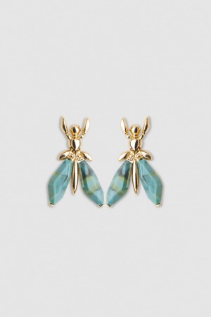 Patrizia Pepe Precious Fly Earrings With Stones Verdes | 6795-UEARW