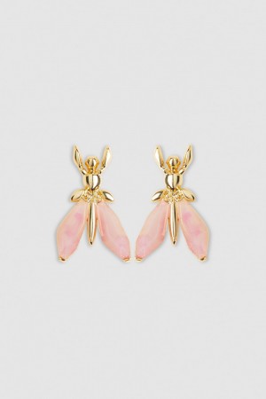 Patrizia Pepe Precious Fly Earrings With Stones Rosa | 6543-FOHEB