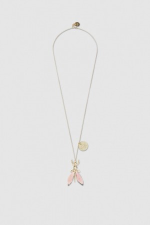 Patrizia Pepe Precious Fly Necklace With Stones Rosa | 6890-LXFNM