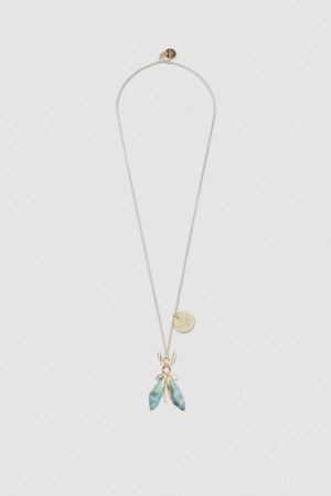 Patrizia Pepe Precious Fly Necklace With Stones Verdes | 5164-ZOIKR