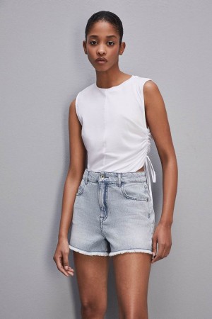 Patrizia Pepe Sleeveless T-shirt With Drawstring Branco | 5307-PZOAE