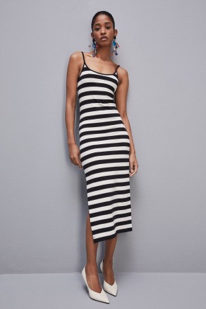 Patrizia Pepe Slim Jersey Dress With Cotton Straps Branco | 8179-DKNYL