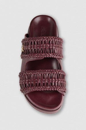 Patrizia Pepe Slippers With Woven Leather Bands Roxo | 3987-OVFQG