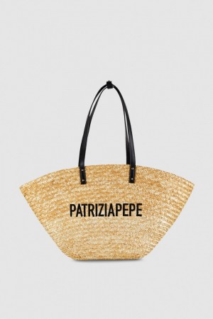 Patrizia Pepe Straw Shopper Bege | 9048-WVUAF