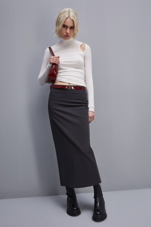 Patrizia Pepe Viscose Pencil Skirt Cinzentas | 1539-LZEQJ