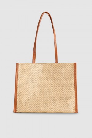 Patrizia Pepe Woven Fabric Shopping Bag Marrom | 8401-EOXNG