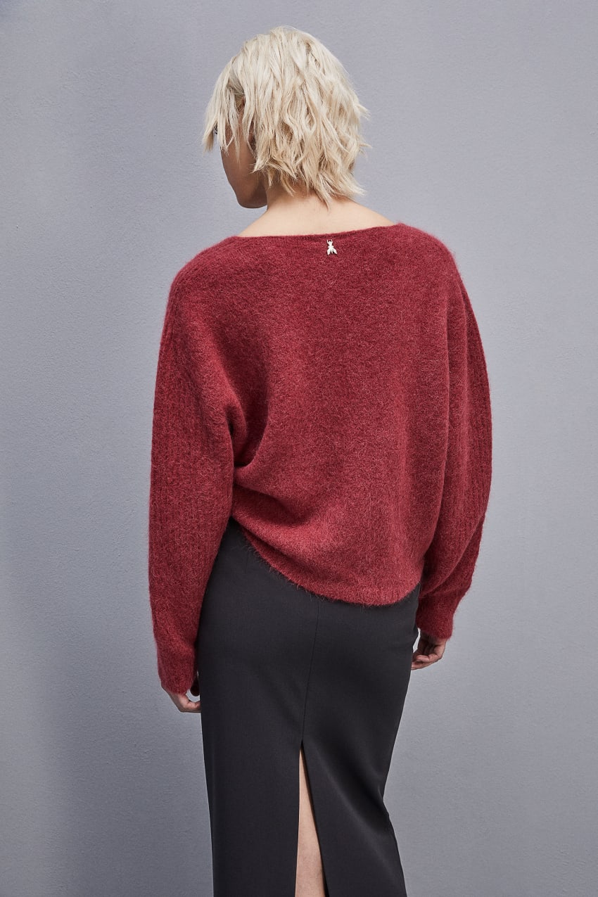 Patrizia Pepe Alpaca-blend Sweater With V-neck Vermelhas | 6934-DSJPX