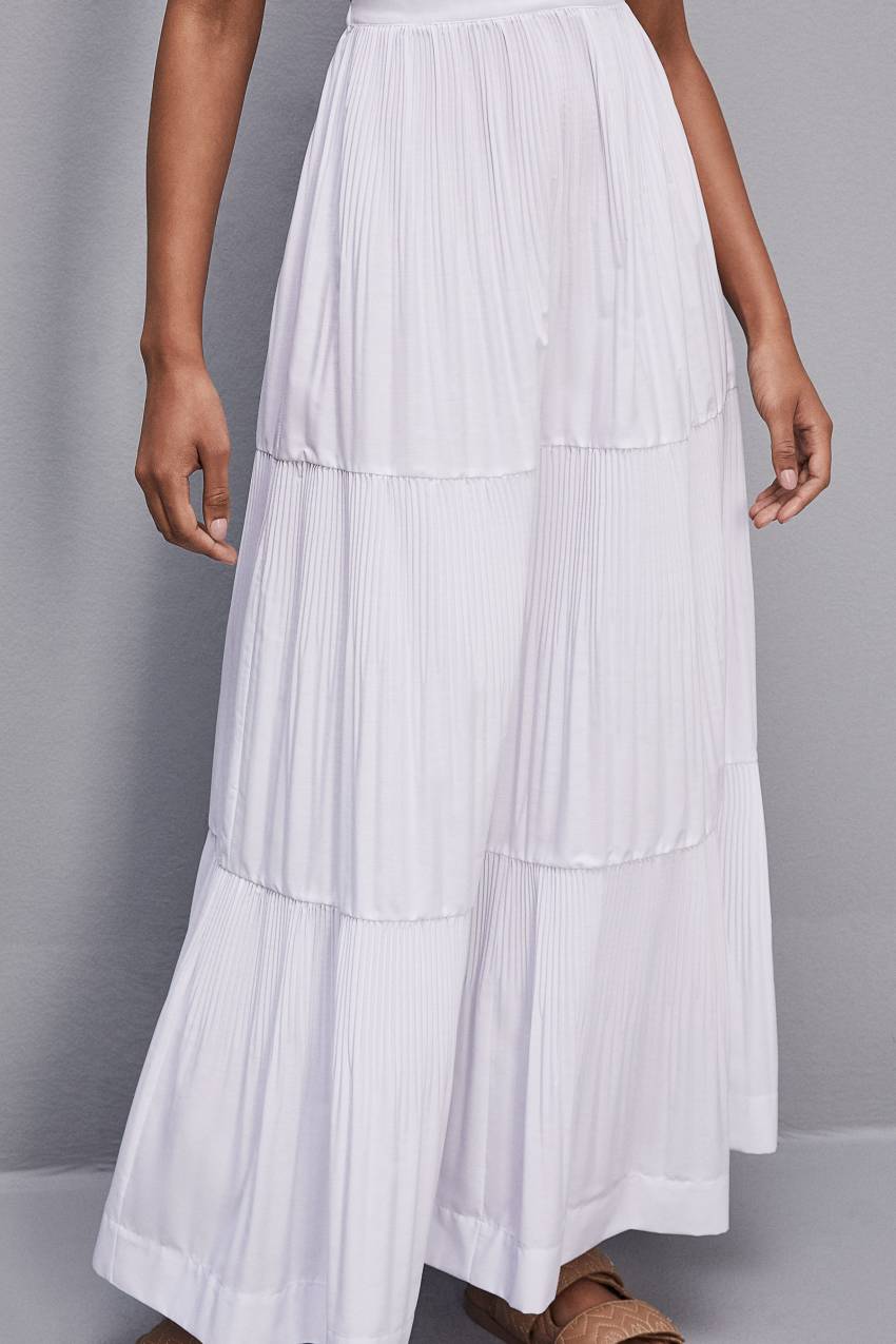 Patrizia Pepe Ankle-length Bare-back Pleated Dress Branco | 3061-JOIGA