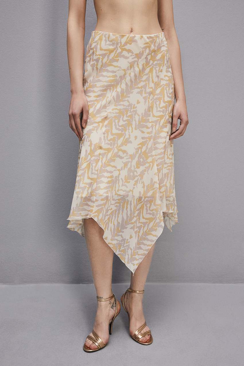 Patrizia Pepe Asymmetrical Chiffon Skirt Multicoloridas | 3270-QCLEG