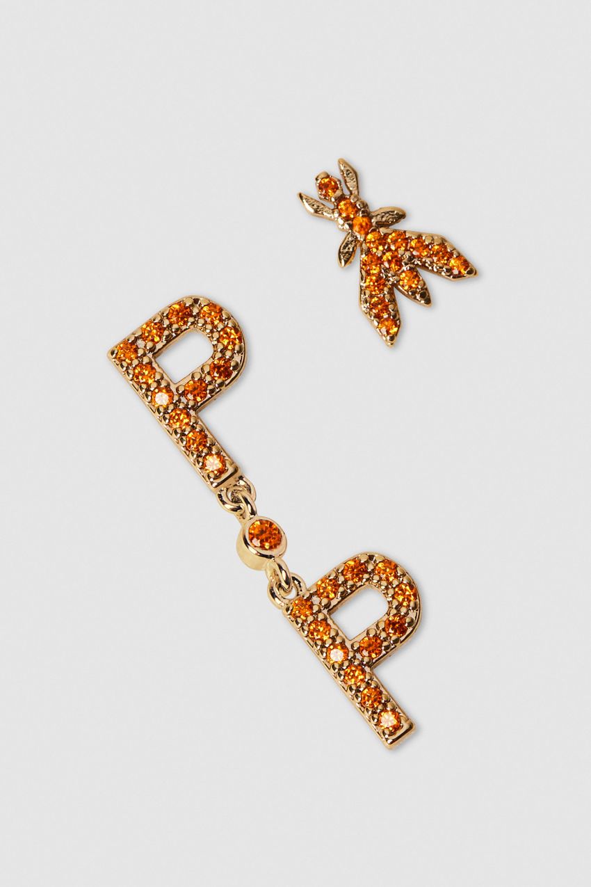 Patrizia Pepe Brass And Glass Earrings Laranja | 2875-HGWNV