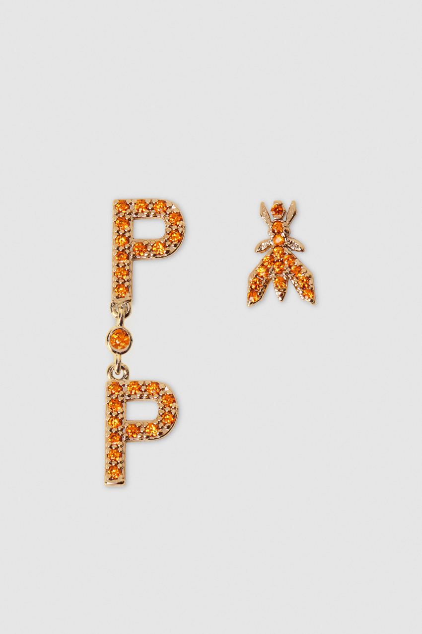 Patrizia Pepe Brass And Glass Earrings Laranja | 2875-HGWNV