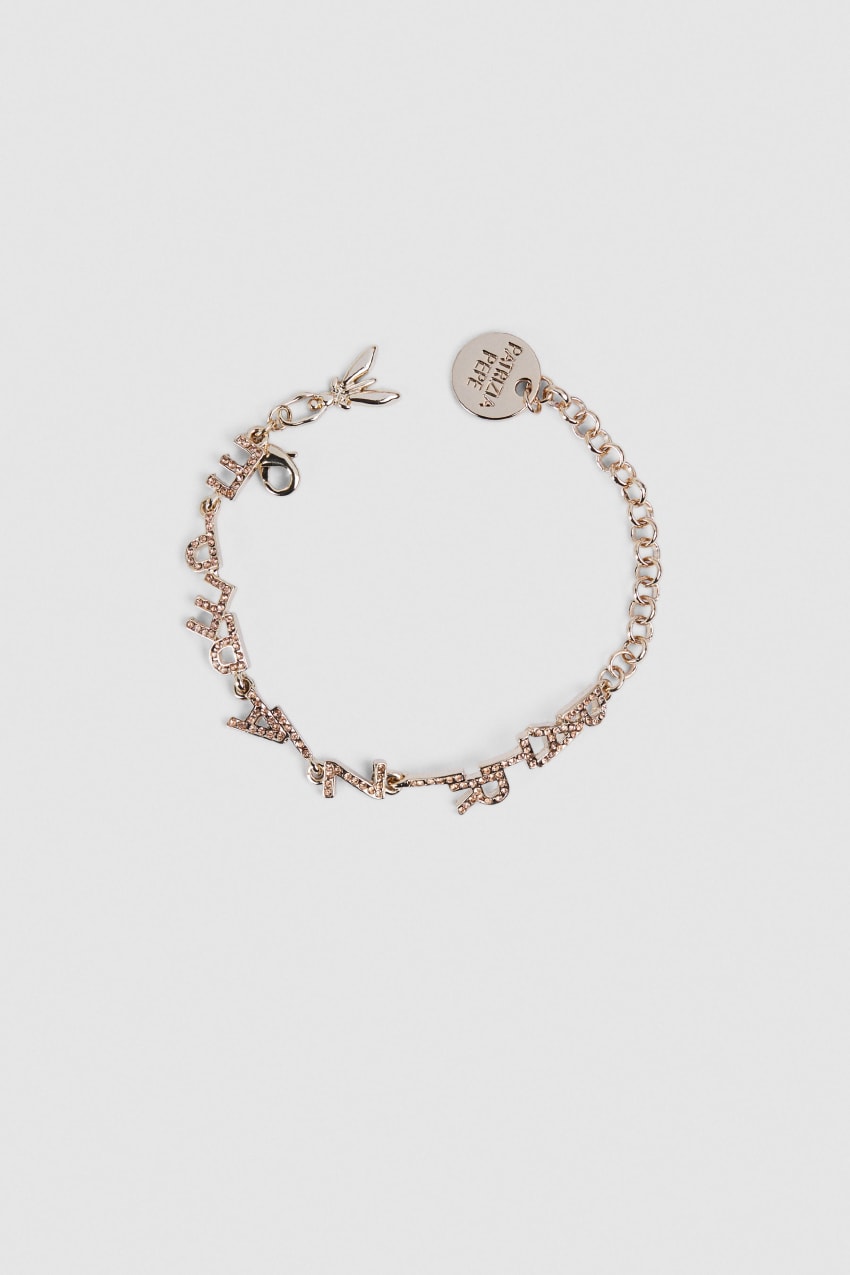 Patrizia Pepe Brass Bracelet With Rhinestones Douradas | 5610-MKLNY