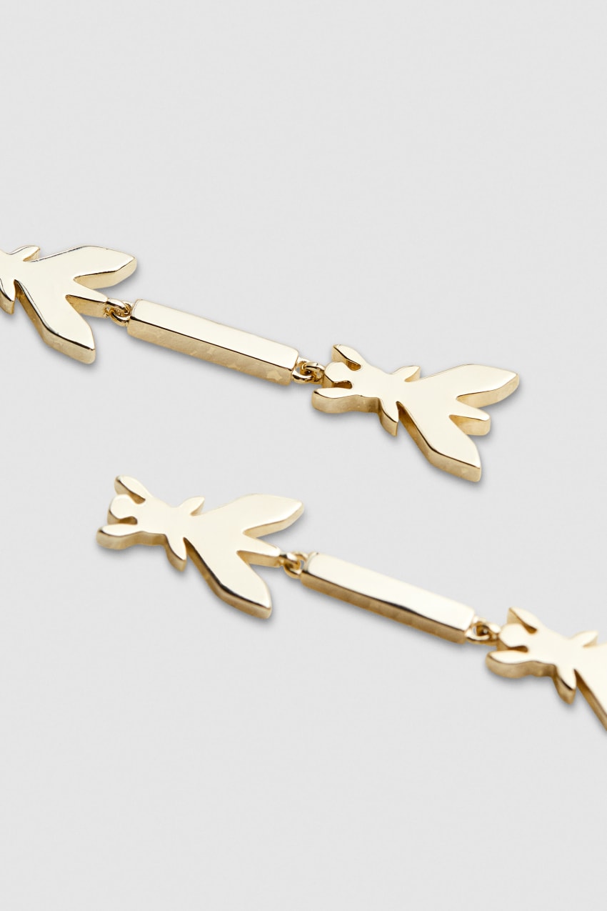 Patrizia Pepe Brass Drop Earrings Douradas | 7186-HYEXO