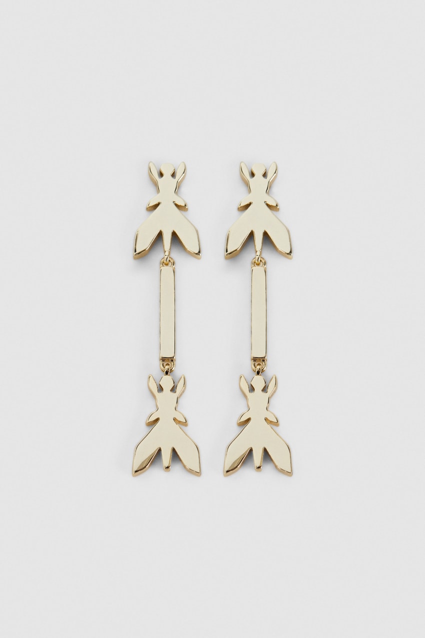 Patrizia Pepe Brass Drop Earrings Douradas | 7186-HYEXO