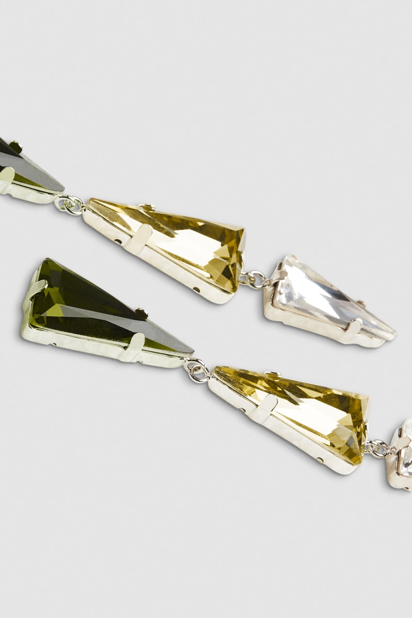 Patrizia Pepe Brass Earrings With Rhinestones Verdes | 9256-PGFLV