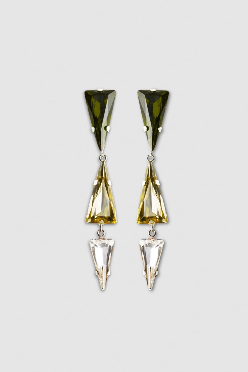 Patrizia Pepe Brass Earrings With Rhinestones Verdes | 9256-PGFLV