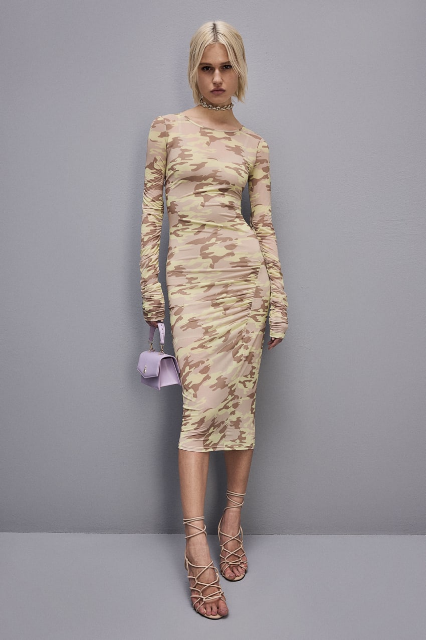 Patrizia Pepe Camouflage Print Tulle Dress Militare | 5289-WGNTP