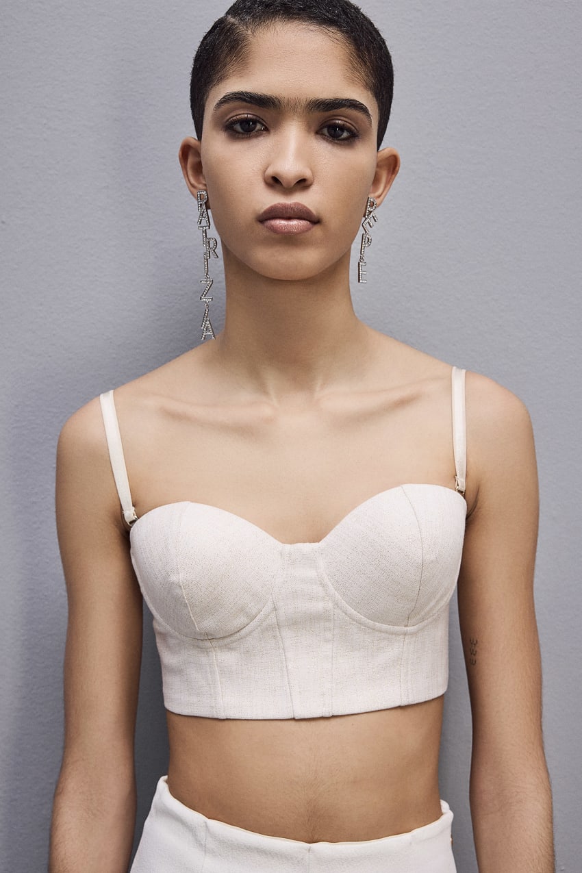 Patrizia Pepe Canvas And Lurex Bustier Branco | 0615-BULTJ